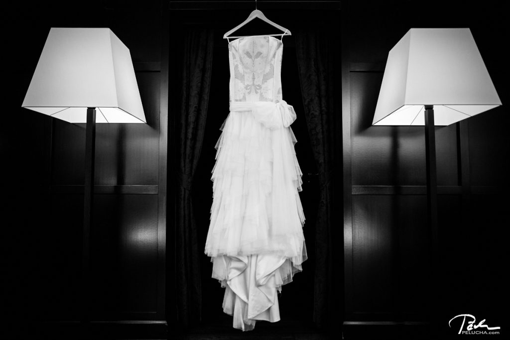 wedding dress in hotel aria